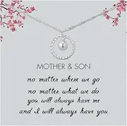 [Burning Love] Mother Son Necklace Mother Son Gifts Mom Gifts from Son Sterling Silver Necklace for Mom from Son Mothers Day Gifts from Son Mother Birthday Gifts from Son, Metal, No Gemstone