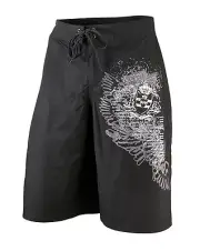 "Just Married" Men's Board Shorts Size 30 - Black - Grunge Art - Beach Honeymoon