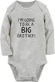 [iDzn] I'm Going to be a Big Brother Funny Slogan Rompers, Newborn Baby Bodysuits, Infant Jumpsuits 0-24Months Kids Onesies, Toddler Long Sleeves Outfits
