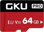 GKU 64GB SD Card for DashCam, C10, U3, V30, 4K UHD, Up to 100MB/s Transfer Speed