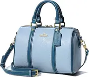 [angel kiss] Women Satchel Purses and Handbags Vegan Leather Boston Barrel Bag Top Handle Shoulder Purse with Crossbody Strap