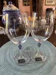 Mikasa Austria Lead Crystal Chablis Satin Merlot Wine Glasses Party For2 Barware