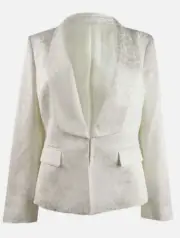 Kasper Women's White Animal Print Open Front Blazer Jacket Size 8