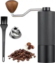 Manual coffee grinder Capacity 25 grams, stainless steel tapered burrs Black