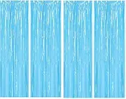 Backdrop Curtain Tinsel Streamers,4Pcs Foil Fringe Streamer Tinsel Curtains,Party Streamers Backdrop Curtains,Photo Booth Backdrop Foil Streamer for Party, Blue