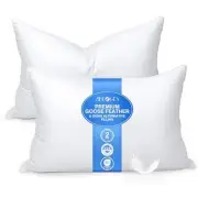 Goose Feather Pillow Queen Size Pack of 2 - Hotel Down Bed Pillows for
