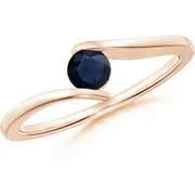 Bar-Set Solitaire Round Sapphire Bypass Ring