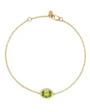 Peridot Oval Bracelet in 14K Yellow Gold
