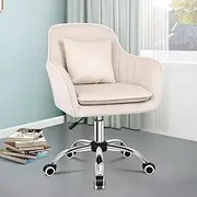ALFORDSON Velvet Office Chair Swivel Fabric Armchair,Height Adjustable Mid-Back Task Chair for Kids Adult Study Work, Computer Desk Chair Modern Home Office Gaming Chair (Beige)