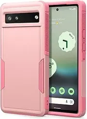 Oumida for Google Pixel 6A Case - Dual Guard Tough Layer Hardshell Hybrid Silicone Shockproof Full Body Protective Phone Case for Google Pixel 6A (Pink)