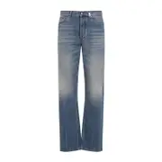 [Alexander Mcqueen] Alexander Mcqueen-Blue Straight Leg Cotton Jeans-Uomo 48 IT