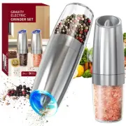 Gravity Electric Salt and Pepper Grinder Set Stainless Steel Automatic Salt a...