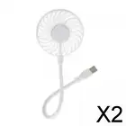2 Mini Portable USB Fan Desk Fan Bendable Cable for Travel