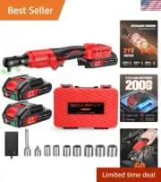 Electric Ratchet Wrench Set 3/8-Inch Cordless Torque 80Nm LED Light Power