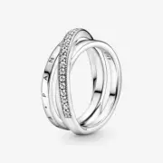 Authentic Pandora Crossover Pavé Triple Band Ring size 5 (50)