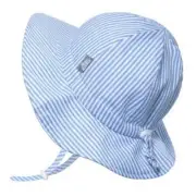 NEW Jan&Jul Baby Kids Wide Brim 50+ UPF Sun-Hat Cotton Floppy Blue Strips