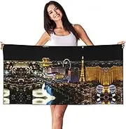 SAAKE Las Vegas Night View Print Bath Towels Soft Skin Velvet Beach Towel Oversized Adults Quick Dry Lightweight
