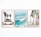 Set of 3 Kombi Beach Surfing Wall Art Prints Surfing Poster Coastal Print