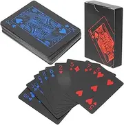 JOINPAYA 2pcs Rectangle Playing Cards Non-Fading Black PVC Poker Game for Home Party Entertainment and Easy to Store Card Deck for Family Gatherings