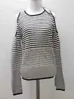 Romeo & Juliet Couture Medium Striped Cold Shoulder Open Knit Sweater Top