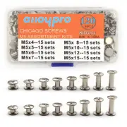 120 Sets Silvery Metal Chicago Binding Screws Assorted Kit Nail Rivet Chicago...