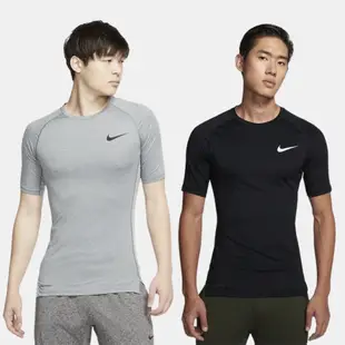 NIKE 男 短袖上衣 Pro 緊身 貼身 訓練 排汗 透氣 灰 黑 運動達人