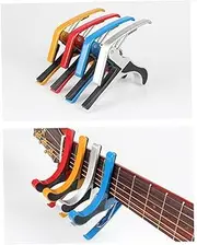 Kisangel 4Pcs Capo for Folk Guitar and Ukulele Clip Tuner with Mechanism for Beginners and Professionals