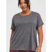 Torrid 3 (3X, 22/24) Gray/Silver Studded Drop Shoulder Relaxed Fit Tee T Shirt