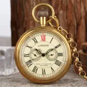 Antique Style Copper London 1856's 5 Hands Mechanical Pocket Watch Hand Winding
