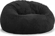 Fluffy Sloth Bag (Unfilled), Super Soft and Furry Stuffed Animal Storage Bean Bag, Chair Cover, Stuffed Animal Storage Bean Bag,black-80X135cm