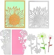 3 Sets Die Cuts for Card Making, SENHAI Sunflower Lotus Leaf Rose Flower Stencils Metal Cutting Dies for Scrapbook Album,Paper Craft, DIY Party Wedding Decor