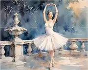 TAOPAOLAB Ballet Paint by Numbers Kit for Adults - DIY Elegant Ballerina in White Tutu by Fountain Painting on Canvas 16x20 Inches, Acrylic Paint Set, Suitable for Beginners, Art for Home Decoration