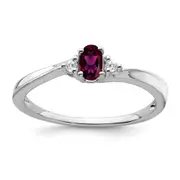 Solid 14k White Gold Rhodolite Simulated Garnet and CZ Ring