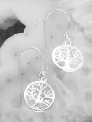 TREE OF LIFE DROP 925 STERLING SILVER 1 1/2" EARRINGS Joy's Jewels