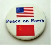 Anti War US & USSR Soviet Union Peace Talks 1980's Button Pin NOS New