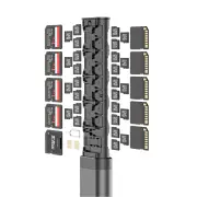 BUDI 30 Slots Memory Card Case Storage Box Case Micro SD SIM SD Card Holder Multi-functional Phone Holder Shock-proof Bo