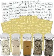 VANANA 276 Spice Jar Labels Preprinted: 138 White and 138 Black on Clear Stickers Waterproof Spice Names+Numbers+Blanks for Spice Jars Rack Organization Lids for Food Canisters, Containers, Mason Jars