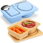 Yamobi Reusable Snack Box with Compartments, Pack of 2 Snack Boxes with 2 Compartments, Snack Container with Lid, Reusable Snack Containers for Children, with Lid