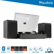 Vinyl Record Player Set W/ 50W Speakers Bluetooth Turntable Black Audizio RP330
