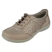 Ladies Padders Grey Combi Leather Lace Up Shoes HARP 2E/3E Fit