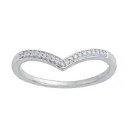 Bevilles Diamond V-Shape Stackable Dress Ring in 9kt White Gold
