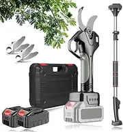 Electric Pruning Shears, Professional Cordless Pruning Shears with 4500 Mah Battery & LCD Display for Horticulture, 2 Battery with Extension Rod a Cutting Diameter of 45mm