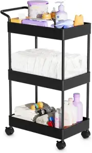 Baby Diaper Caddy – Plastic Diaper Organizer for Nursery Essentials, Movable Car