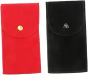 CONGARTENO 2 Pcs Flannelette Watch Bags Snap Button Jewelry Organizer Watch Storage Phone Accessories Holder