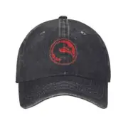 Vintage Mortal Kombat Splatters Baseball Cap Unisex Style Distressed Washed hats