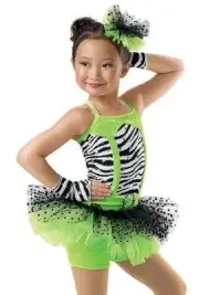 Weissman Lime Zebra Skirt Biketard Jazz dance szLC BNWT (W)