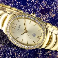 在飛比找momo購物網優惠-【ALBA】雅柏手錶 奧黛麗赫本SWAROVSKI晶鑽金色面