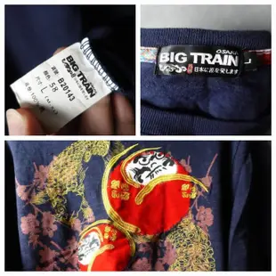 日本品牌 BIG TRAIN 深藍 純棉 休閒長t L號