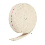 Cotton Oil Lamp Wick 22mm Flat Wide 5Meter/16.4Ft Long with Red Stitch, 1 Roll