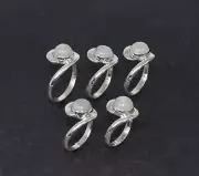 Wholesale 5Pc 925 Solid Sterling Silver White Rainbow Moonstone Ring Lot Y826